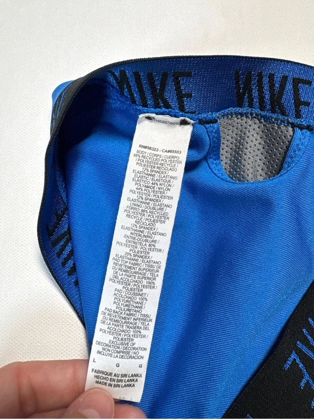NIKE Indy blue logo cross back sports bra L
